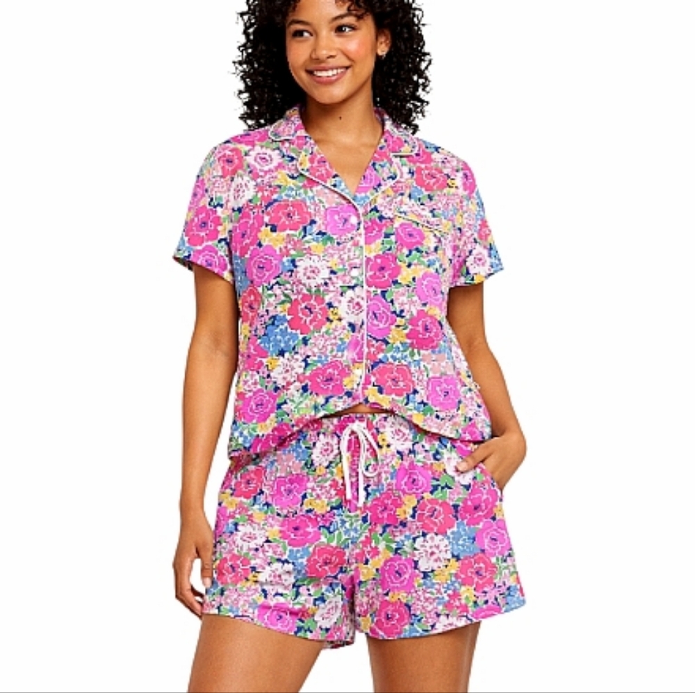 Kate Spade Floral Garden Short Pajama Set Pink Multi Size Large